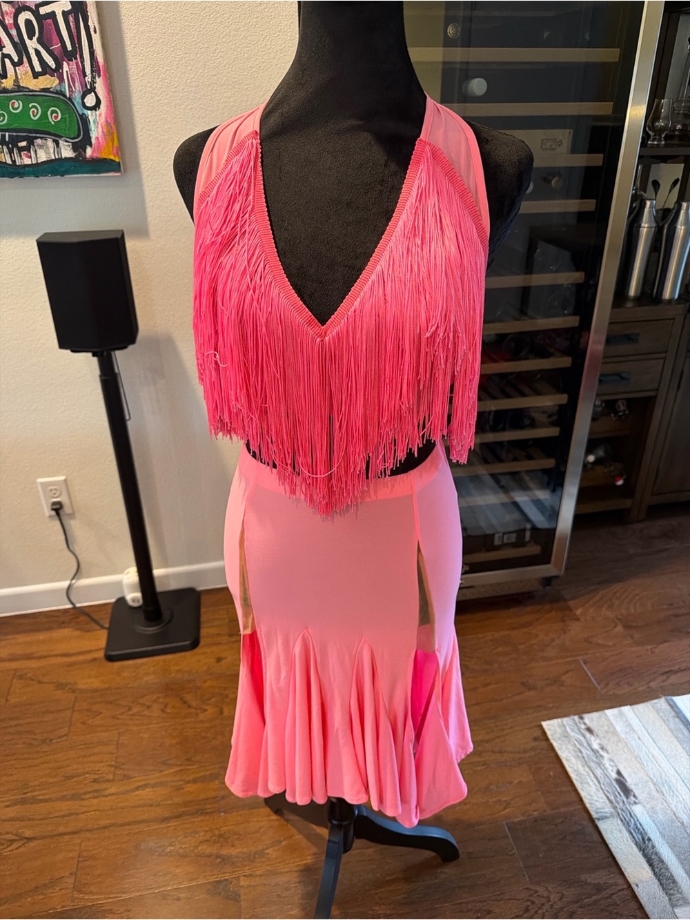 ZYM Hot Pink Fringe Latin Dance Set - Size Small